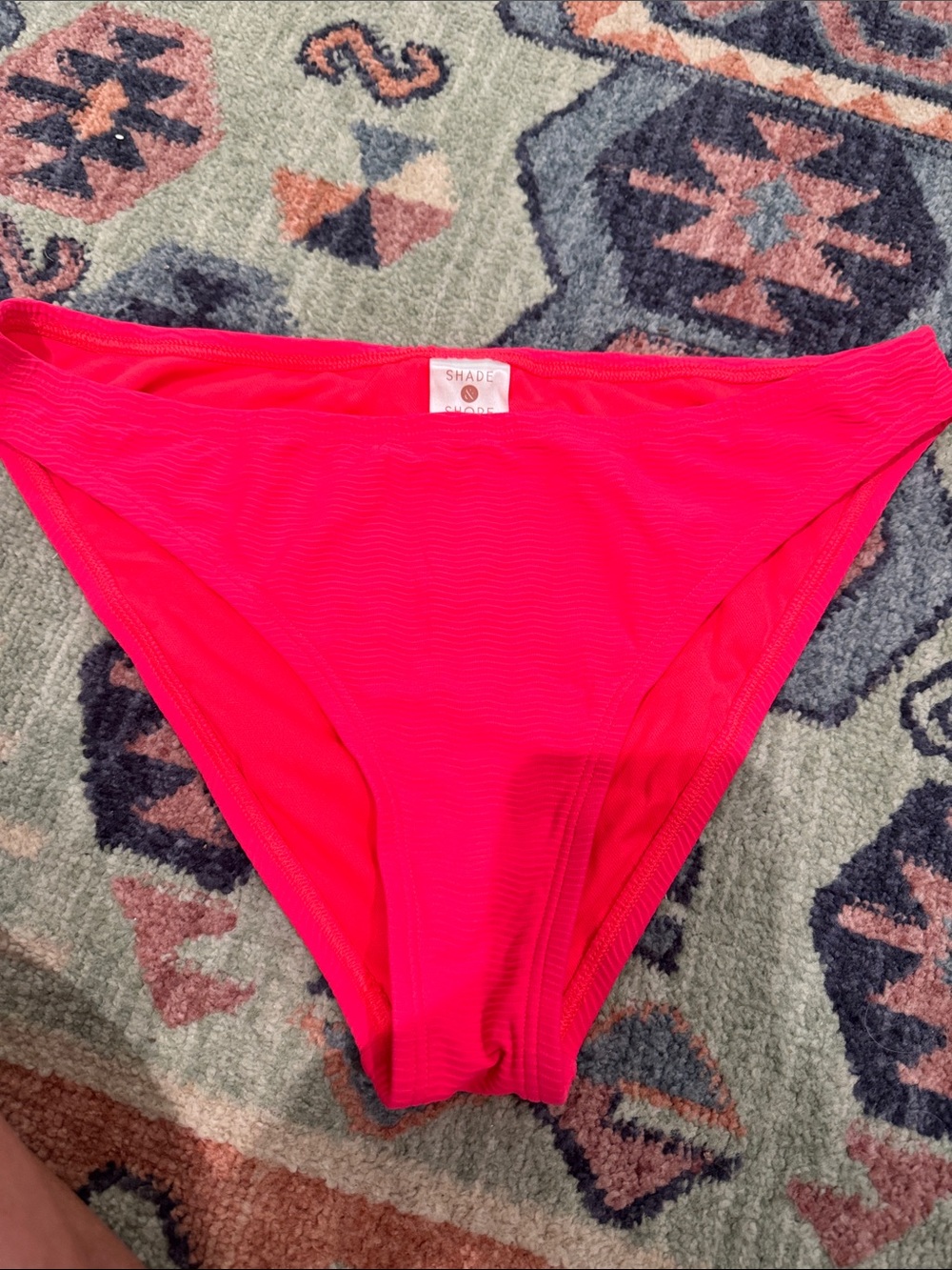 Shade & Shore Neon Pink Ribbed Bikini Bottom
